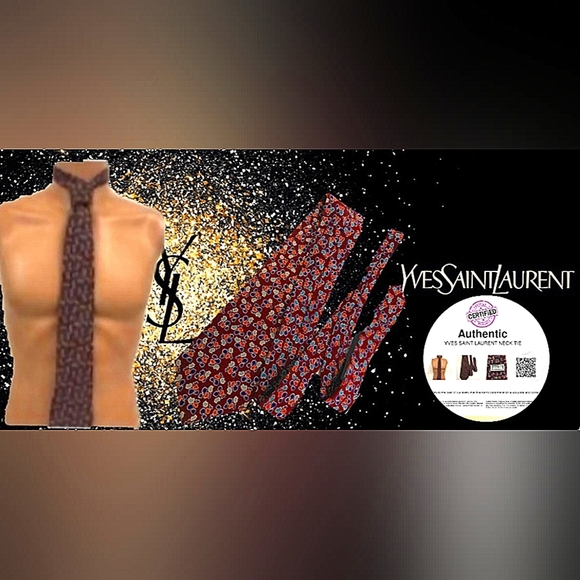 Yves Saint Laurent Other - CERTIFIED AUTHENTIC Yves Saint Laurent Red and Blue Geometric Silk Tie